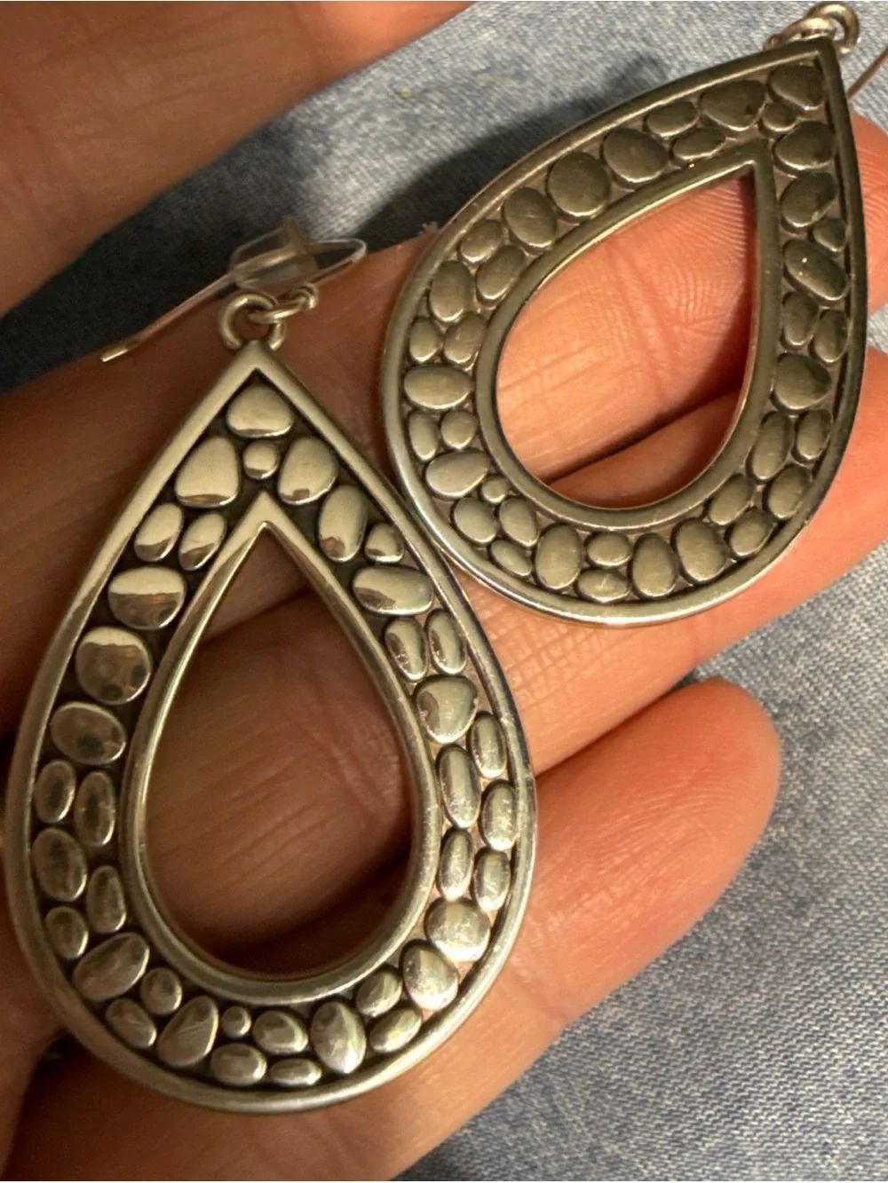 Brighton Silver Teardrop Earrings Reversible Polka Dot/Leopard Print EUC - Picture 5 of 5